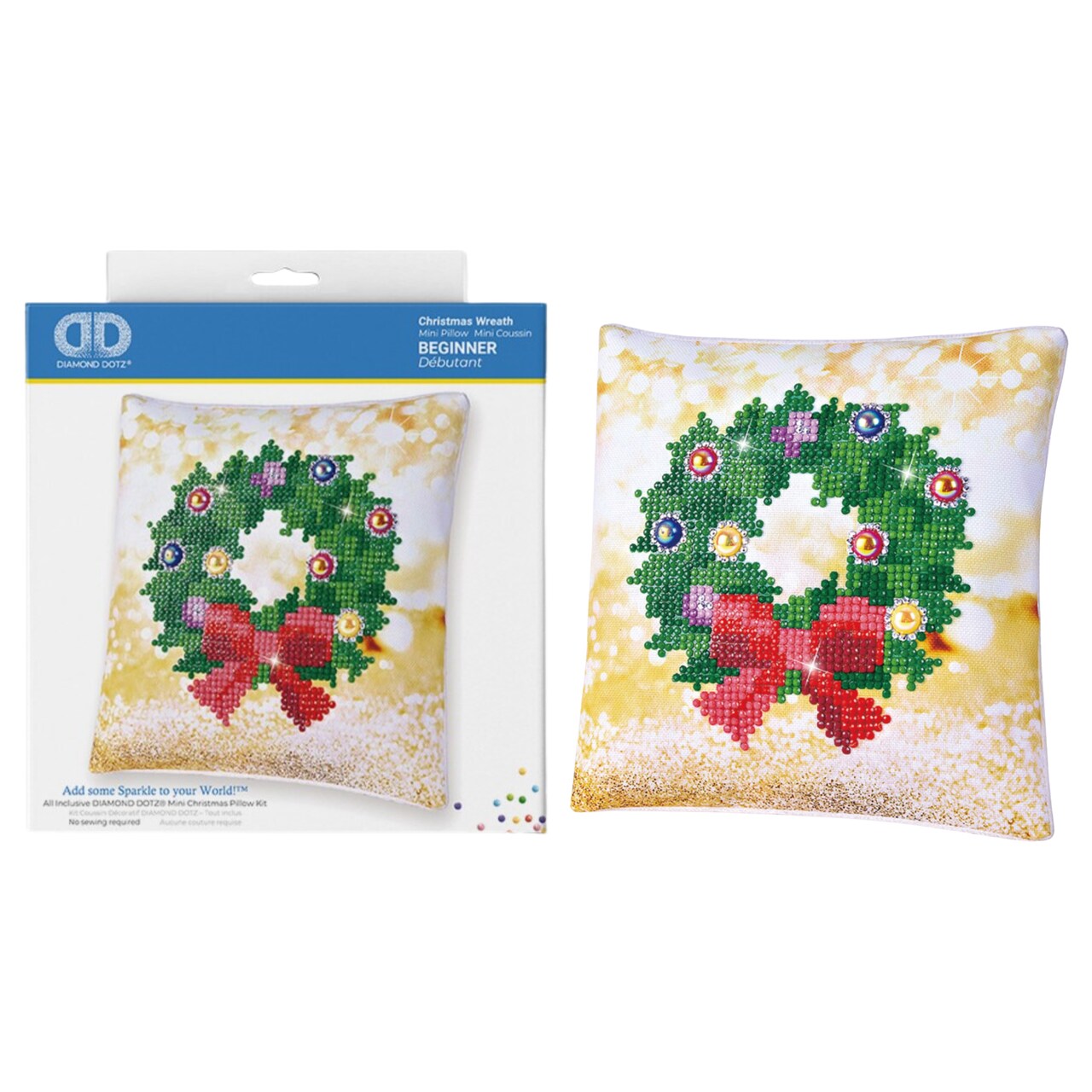 Diamond Dotz Kits - Christmas Wreath Pillow Diamond Painting Artwork Kit Diamond Painting Kits, Diamond Art Kits for Adults, Gem Art, Diamond Art, Diamond Dotz Kits